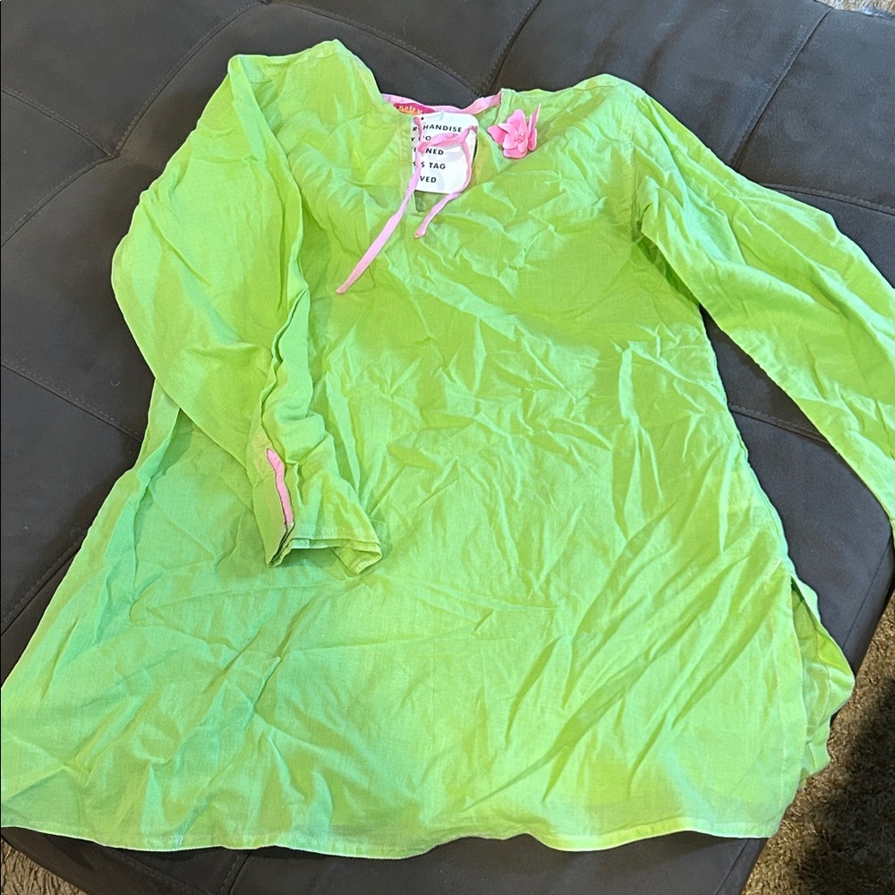 Kate Mack Green and Pink Kids Swim Coverup